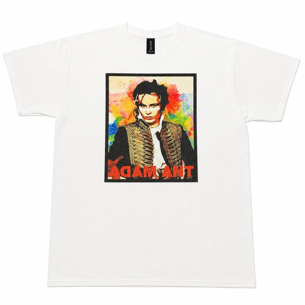 Adam Ant Graphic T-Shirt White Cotton Short Sleeve Band Tee Mens XL